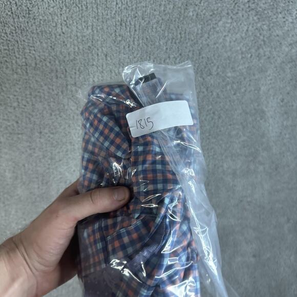 Tommy Bahama Shirt Mens Medium Blue Orange Check IslandZone Button Down Pima - Picture 7 of 7